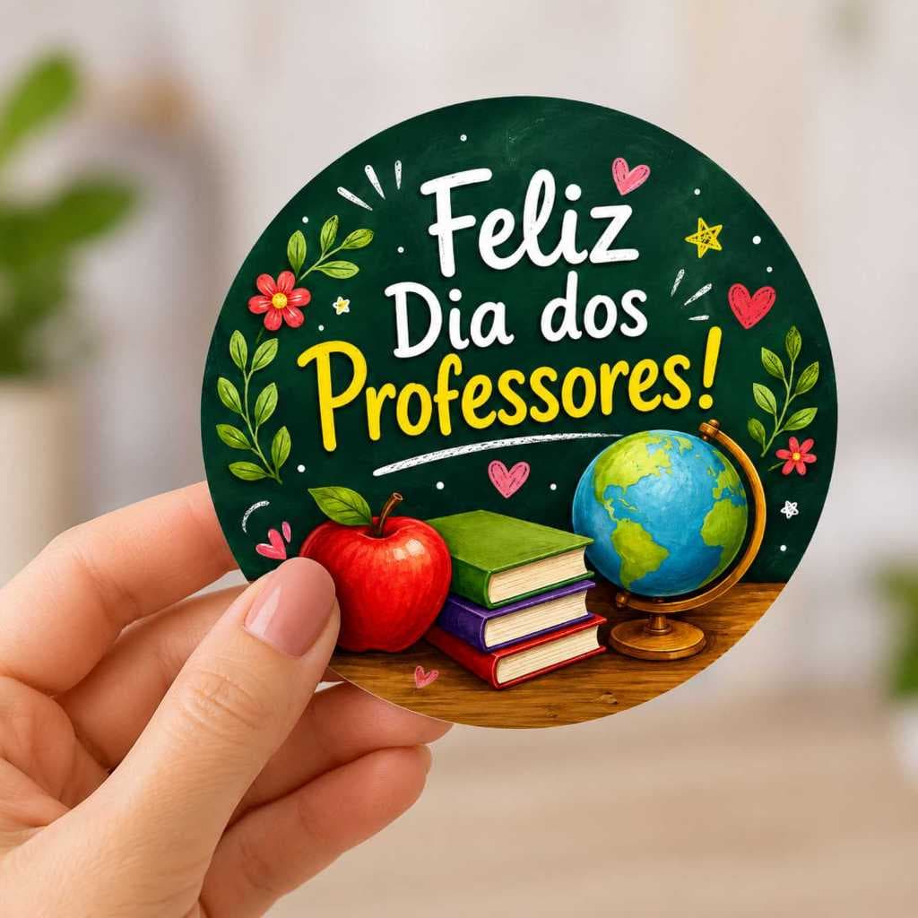 Etiquetas Adesivas Redondas Tema Professora Coruja | Escolar 4cm