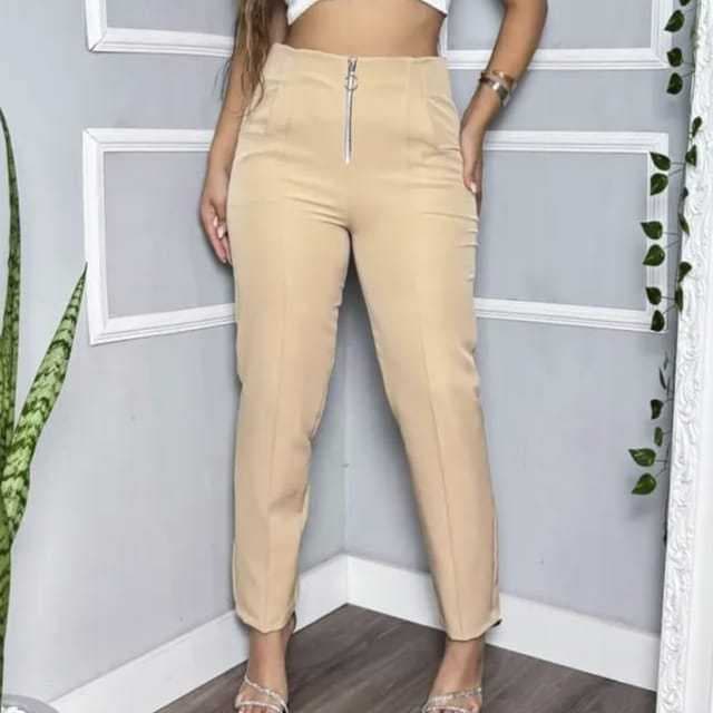 Calça Alfaiataria Feminina Premium Social Cintura Alta Com Ziper