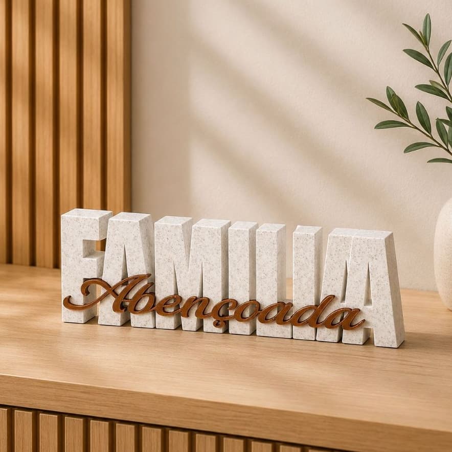 Letreiro Família Abençoada Decorativo para Casa