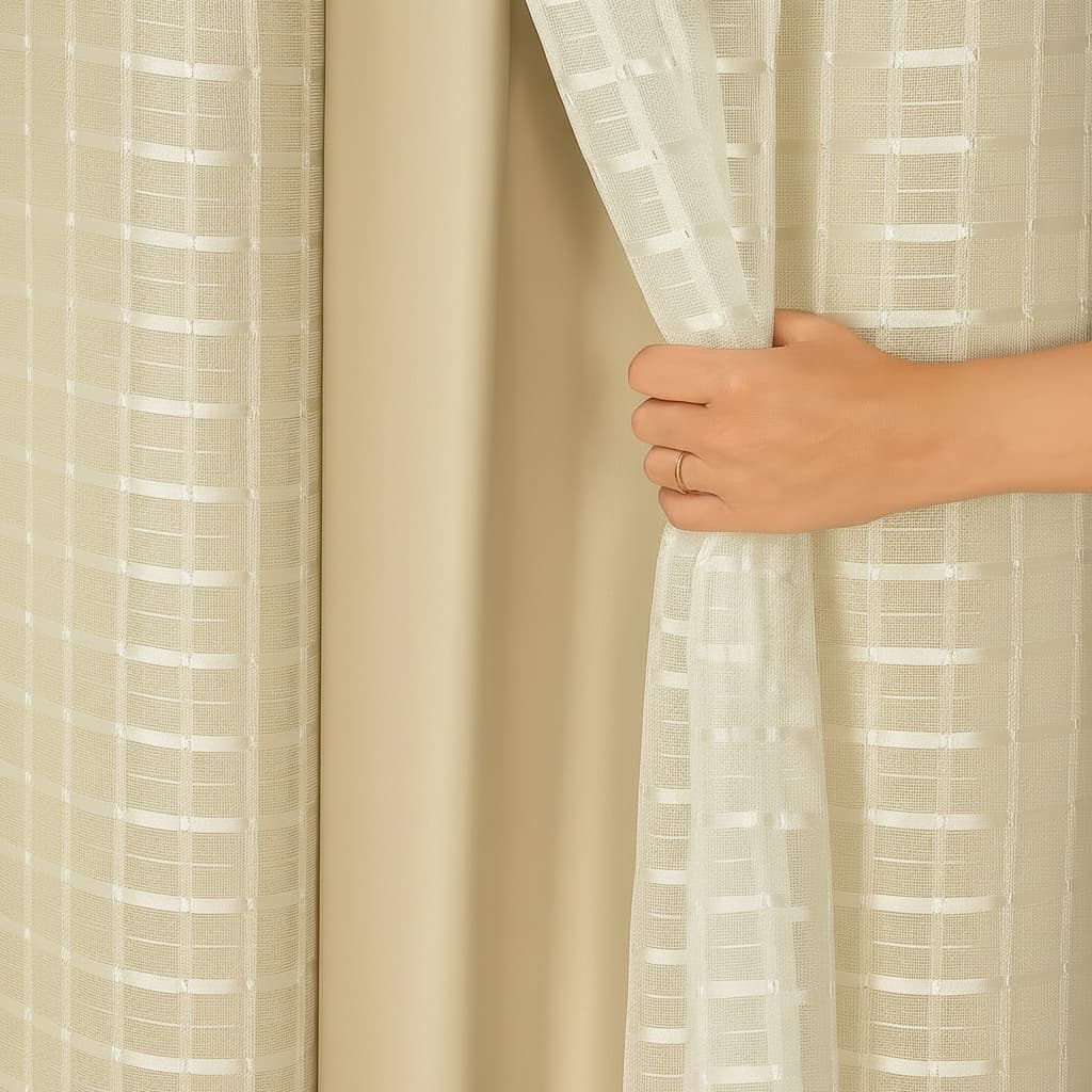 Cortina Blackout PVC Voil Xadrez Sala Quarto Janela 1,40×1,70 / 2,00×1,40