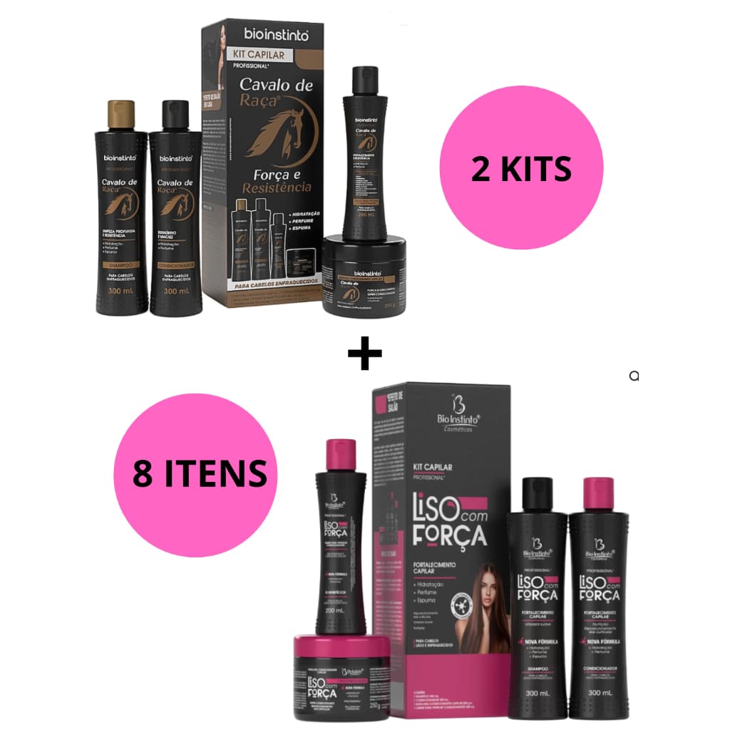 Kit Capilar Bio Instinto 4 Itens ( 2 Kits Completos ) A Sua escolha Lisos Cacheados Secos Hidratação