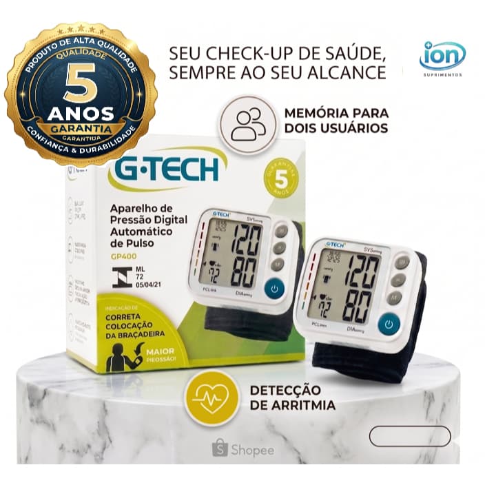 Aparelho de Pressão  Digital Automático de Pulso G-Tech GP400