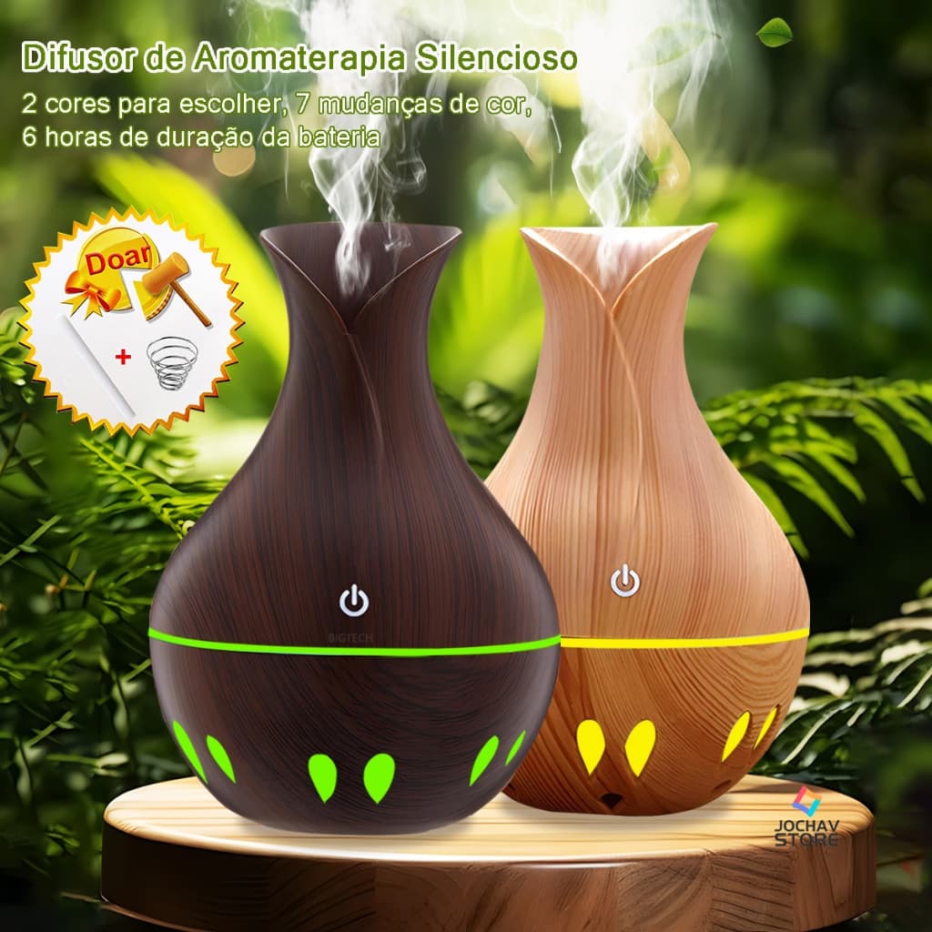 Umidificador De Ar E Aromatizador De Ambiente 8H LED Tipo Madeira Elétrico Difusor Ultrassônico Purificador De Ar