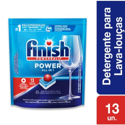 Detergente Lava-Louças Finish Powerball All In 1 Max Tablete com 13 Unidades 235,3g