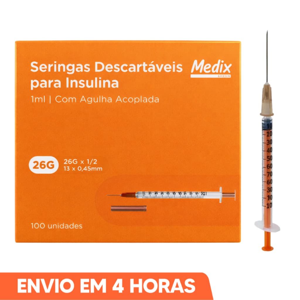 Seringa de Insulina 1ml 100ui Com Agulha 13x0,45mm 100un Medix