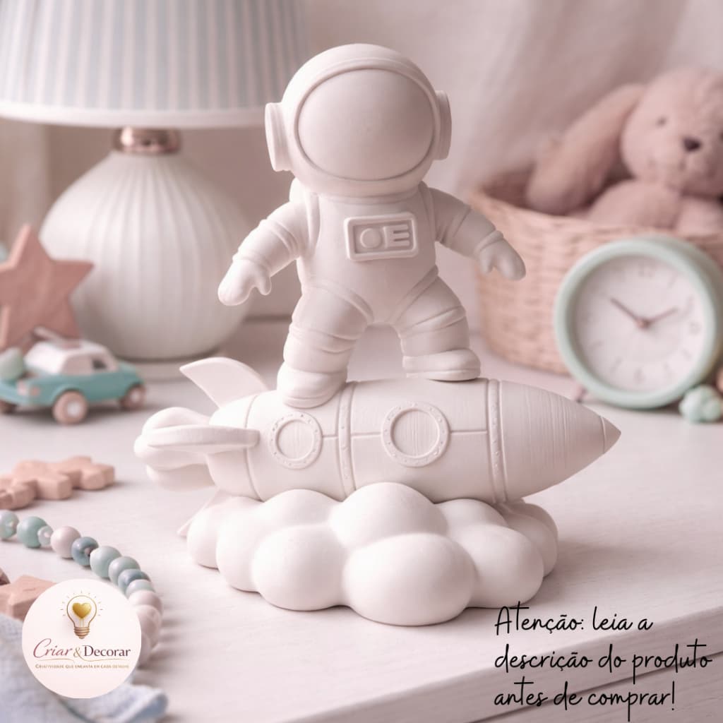 Astronauta Decorativo Infantil Foguete Espaço Quarto Bebê Menino 3D Ref:021