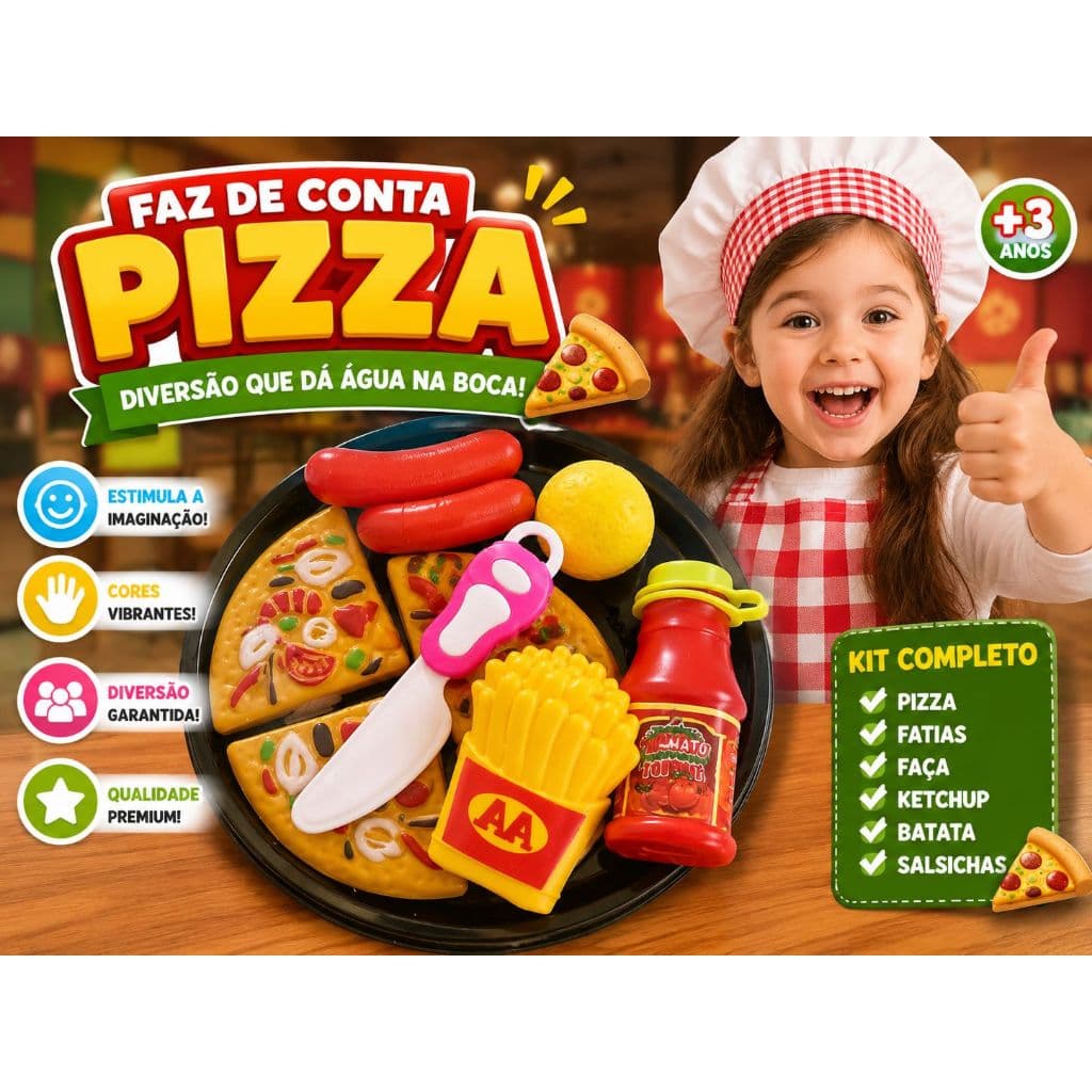 Kit Cozinha Infantil Fast Food Kit Hambúrguer e Pizza Fast Food