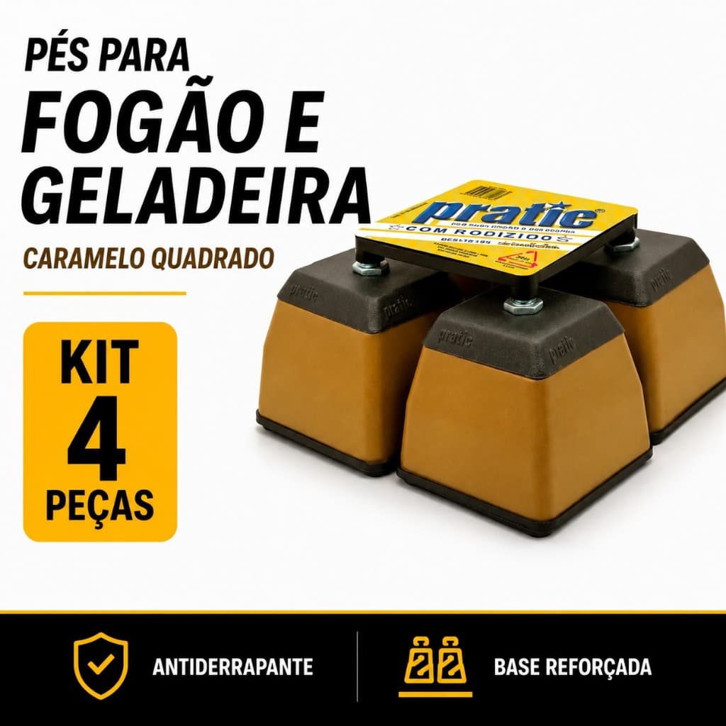 PÉ NIVELADOR FOGÃO E GELADEIRA CARAMELO QUADRADO
