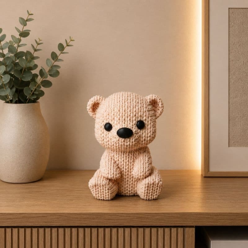 Urso Decorativo com efeito Crochê para decoração
