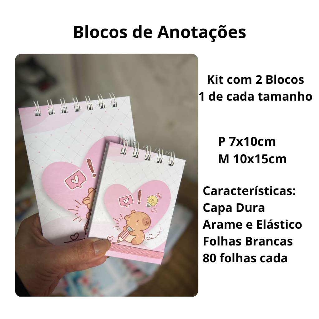 Bloco de notas | Bloco de notas Capa Dura| Kit com 2 blocos de notas |vários temas| Capivara | cristão| católico