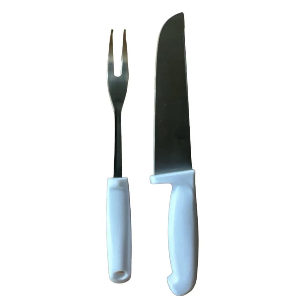 Kit Churrasco 2 Peças em Aço Inox com Faca e Garfo Elegante para Cozinha e Grill