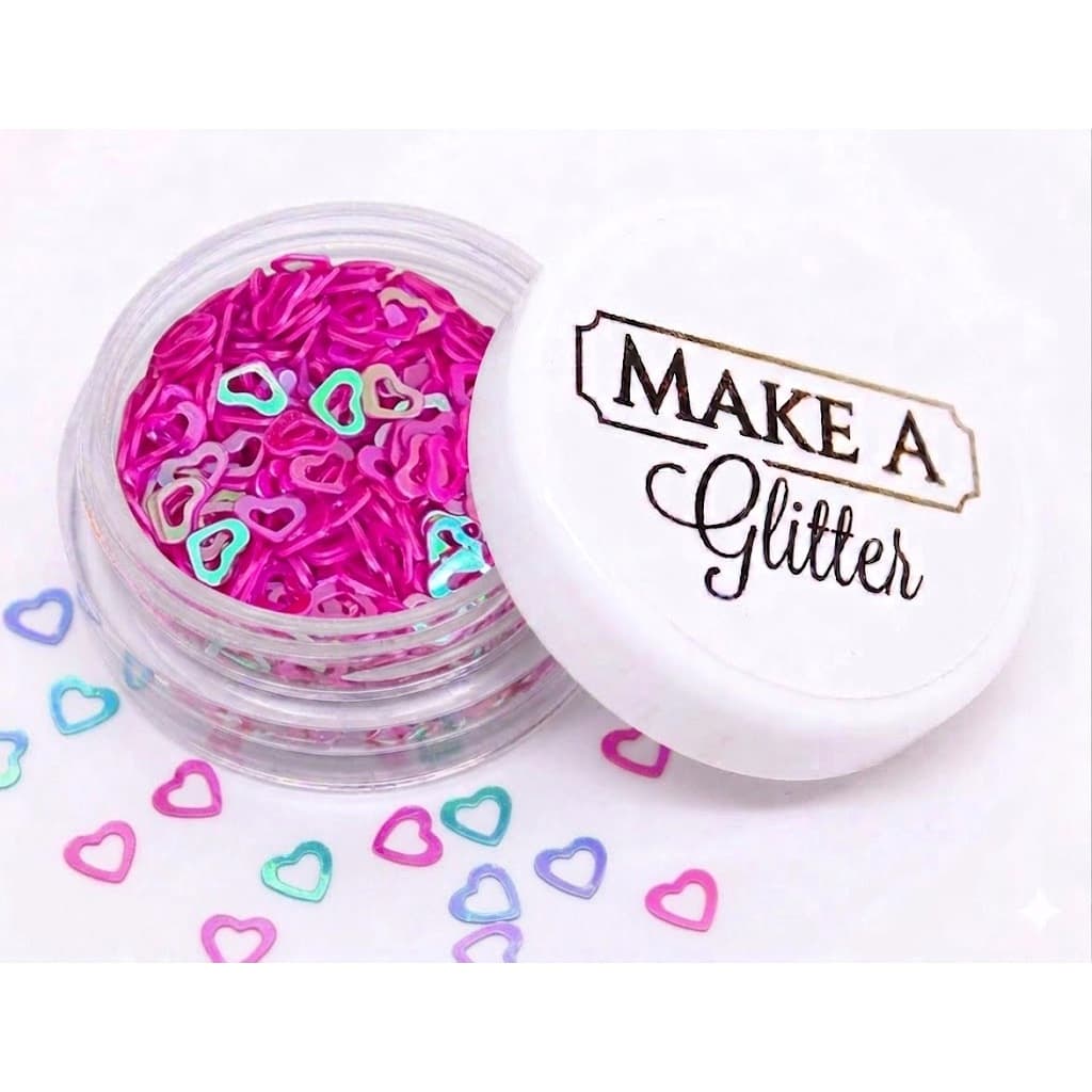 Glitter Coração Vazado Rosa Holográfico Maquiagem Vela Unhas Resina 3g