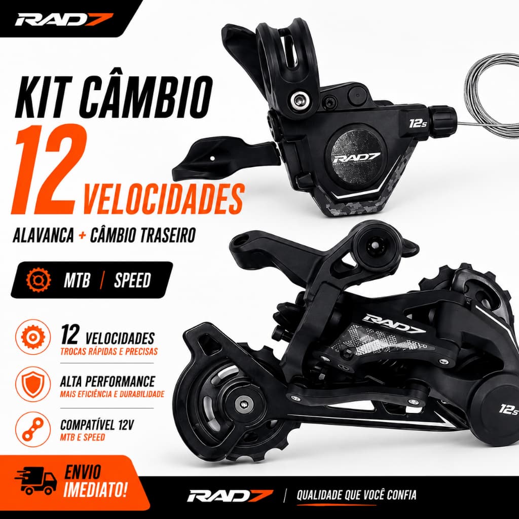 Kit de câmbio 12 velocidades câmbio traseiro e alavanca de câmbio Bicicleta Bike Mtb Speed Rad7