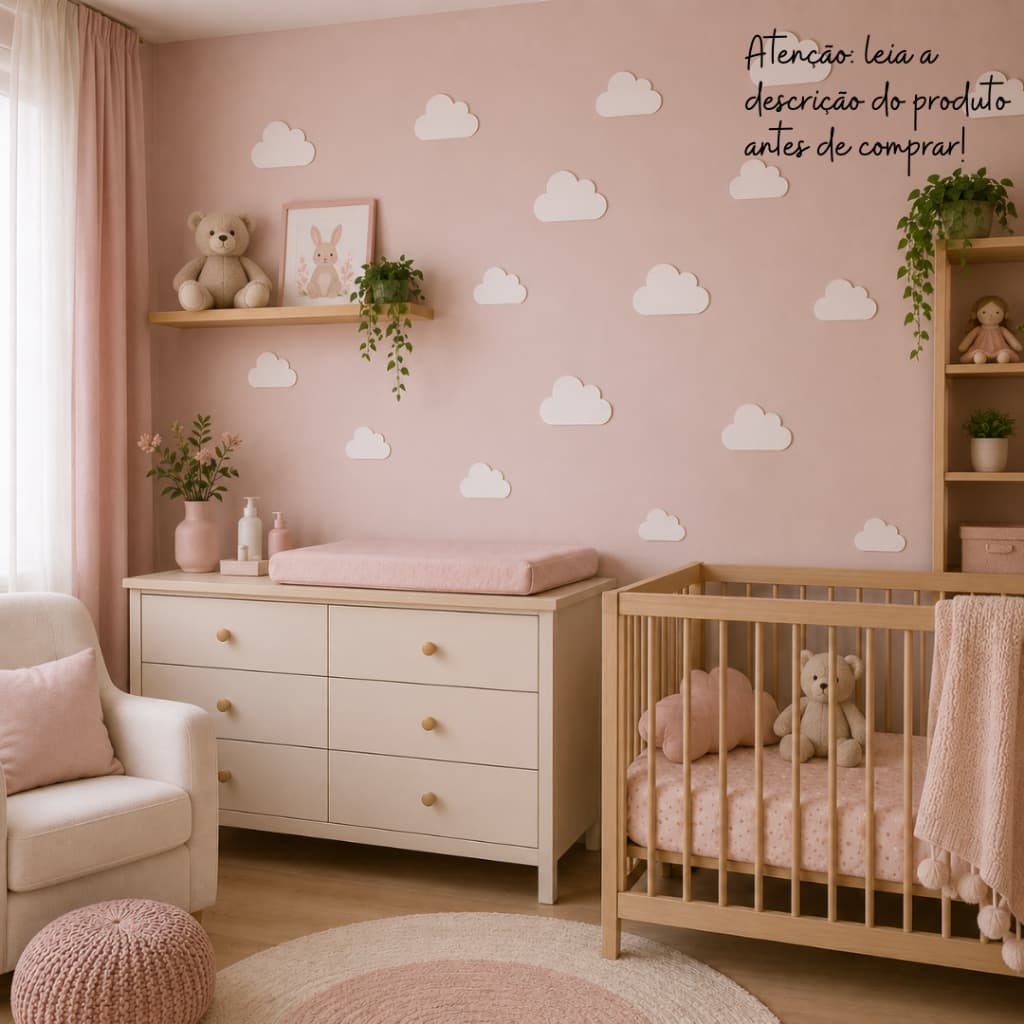 Nuvens Decorativas Parede Quarto Bebê Infantil Kit 15 Peças 3D Ref:068