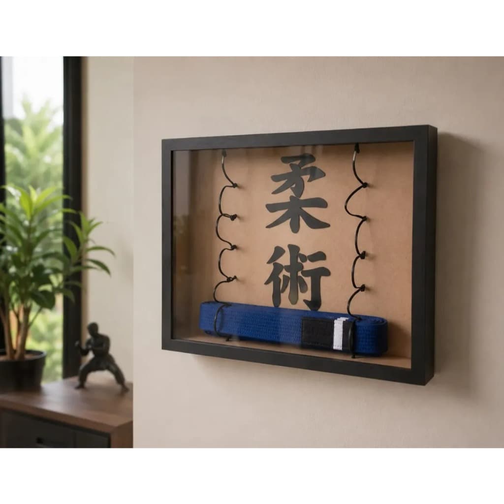 Quadro Em Mdf Cru Porta Faixas Jiu Jitsu Acrílico 1301