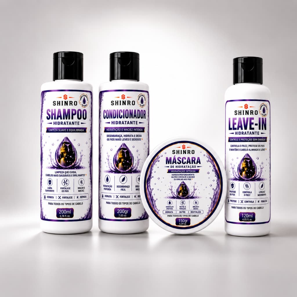 Kit Shampoo Condicionador Leave in Mascara de hidratação Uso Diario