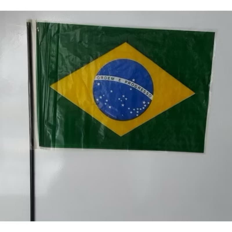 Kit Bandeira Do Brasil Com Cabo | 30x40cm | De Plástico | Torcedor, Lembrancinha, Festa, Seleção Brasileira, Jogos