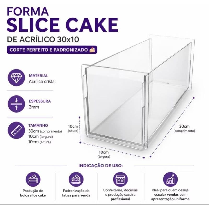 Forma para bolo de fatia 30x10x10 Slice Cake