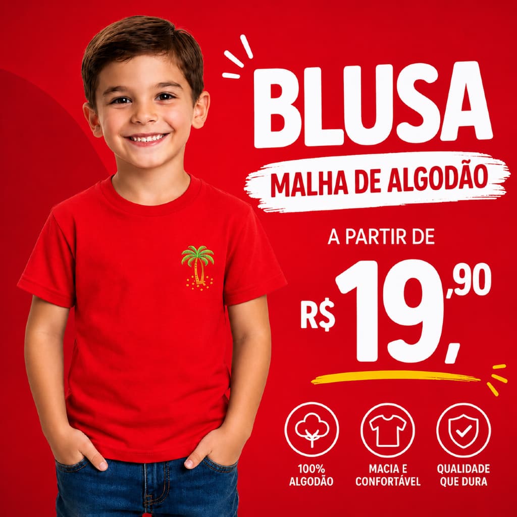 Camisa Blusa Malha Manga Curta infantil Menino 100% Algodão Básica casual passeio festa de 2a10 anos