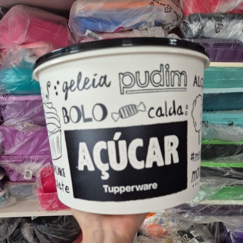 Caixa de Açúcar 5kg Tupperware Linha P&B e Pop Box.