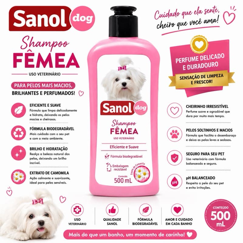 Shampoo Sanol Dog Fêmea 500ml