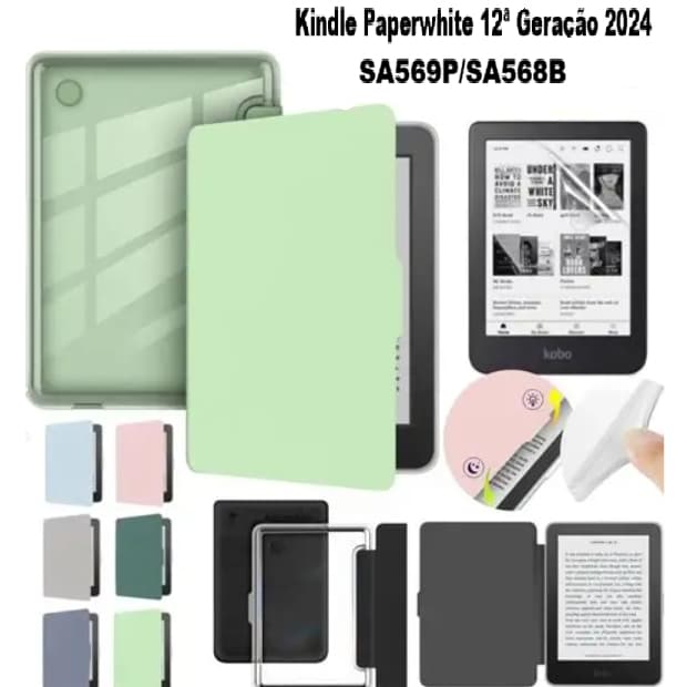 Capa Acrílico Para Kindle Paperwhite 12ª Geração 2024  7" (Sem Alça: Modelos SA569P / SA568B) Com Função Sleep