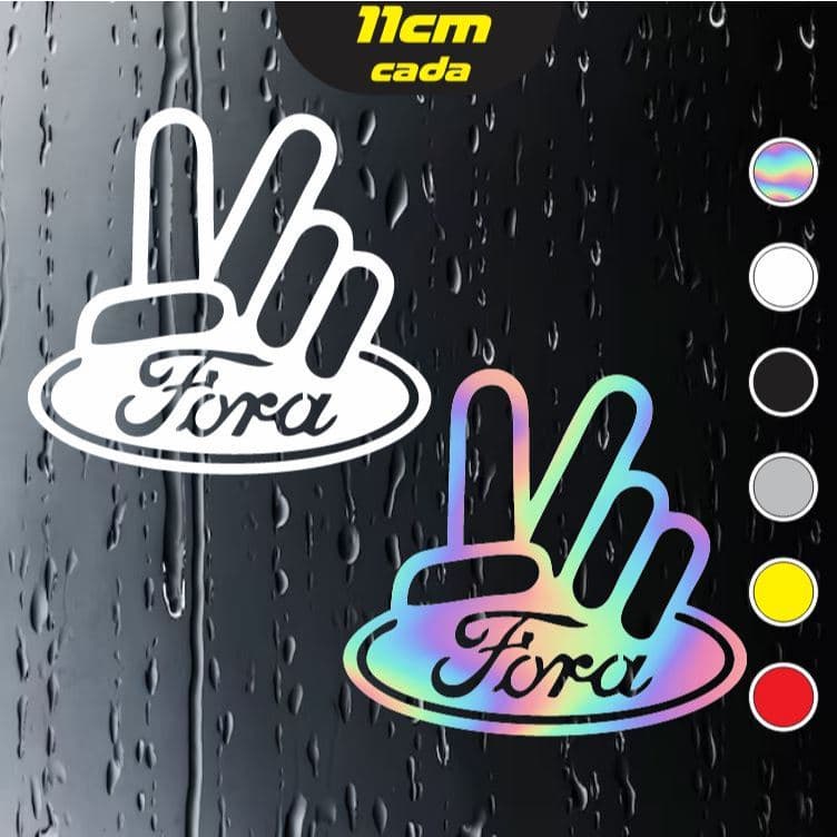 2x Adesivos da Ford - Mãozinha da Ford - Ford paz e amor - Holográfico - 11x10cm cada