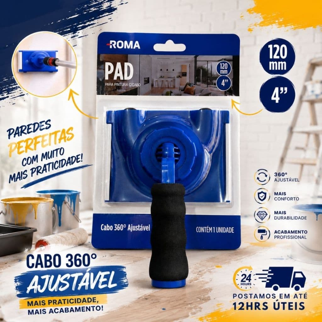 Pad Para Recortes de Pintura Roma Cantos Cabo Flexível 360°Ajustável Prático 700 80 70 60