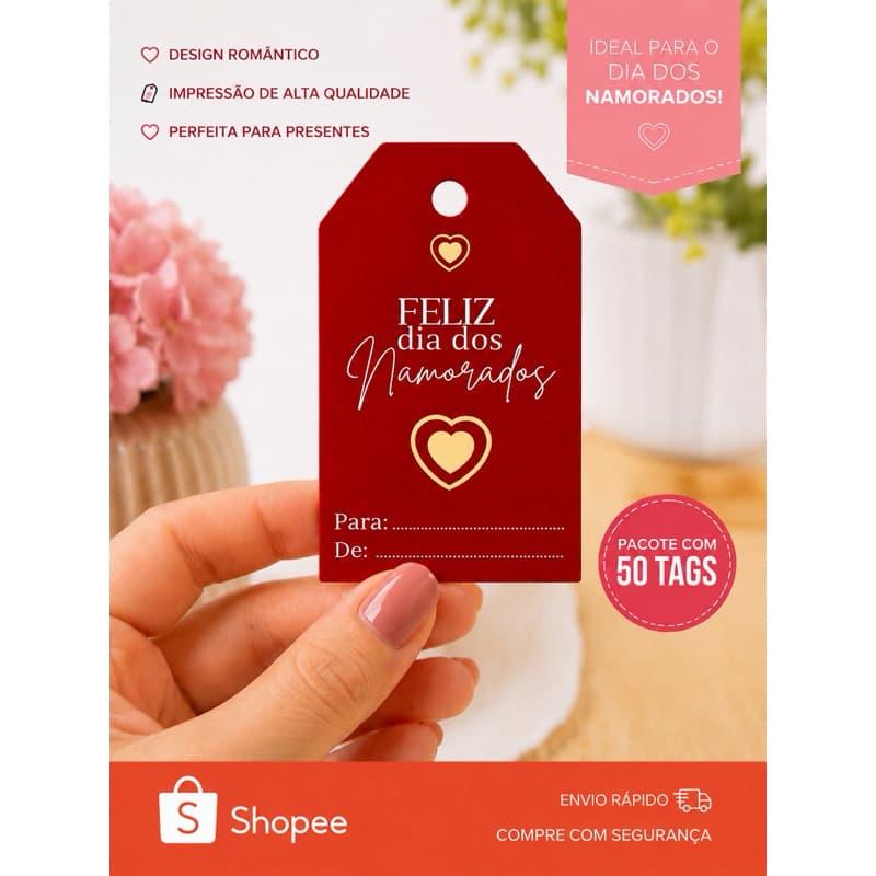 50 Tags de Dia dos Namorados VARIADOS tag perfeita para cestas e presentes em geral