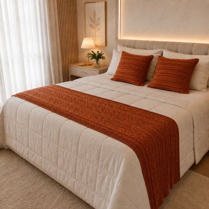 MANTA DE SOFA PESEIRA TRANÇADA CAMA KING TRICÔ TRICOT