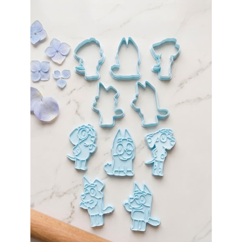 Kit Cortador Marcador 5 peças Bluey Honey Chloe Mackenzie Rusty |  2 em 1 Confeitaria Biscuit Fondant