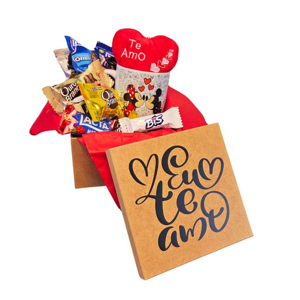 Presente Dia dos Namorados Caixa Romântica de Chocolate e Mimo Pronta Para Presentear