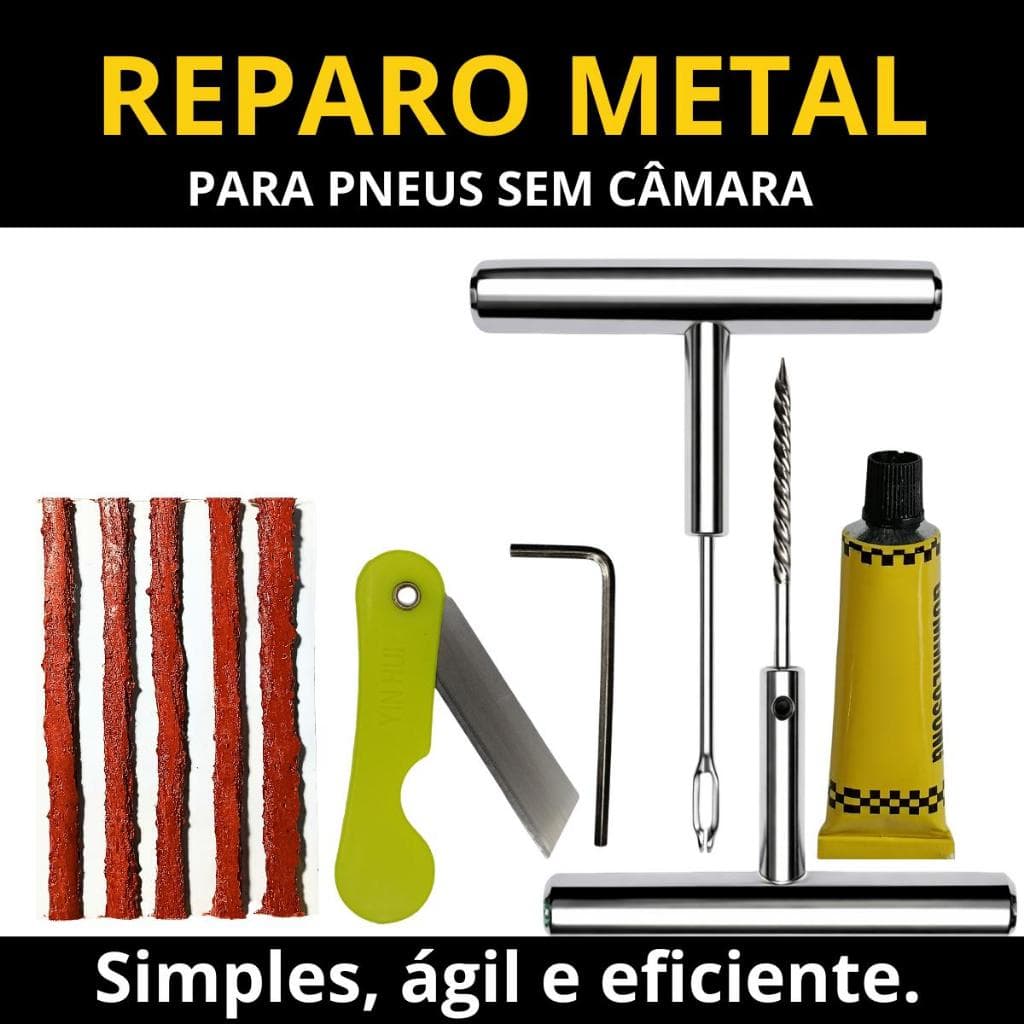 Kit Reparo De Pneus Sem Câmara Metal Linha Profissional Com Refil (MACARRÃO)