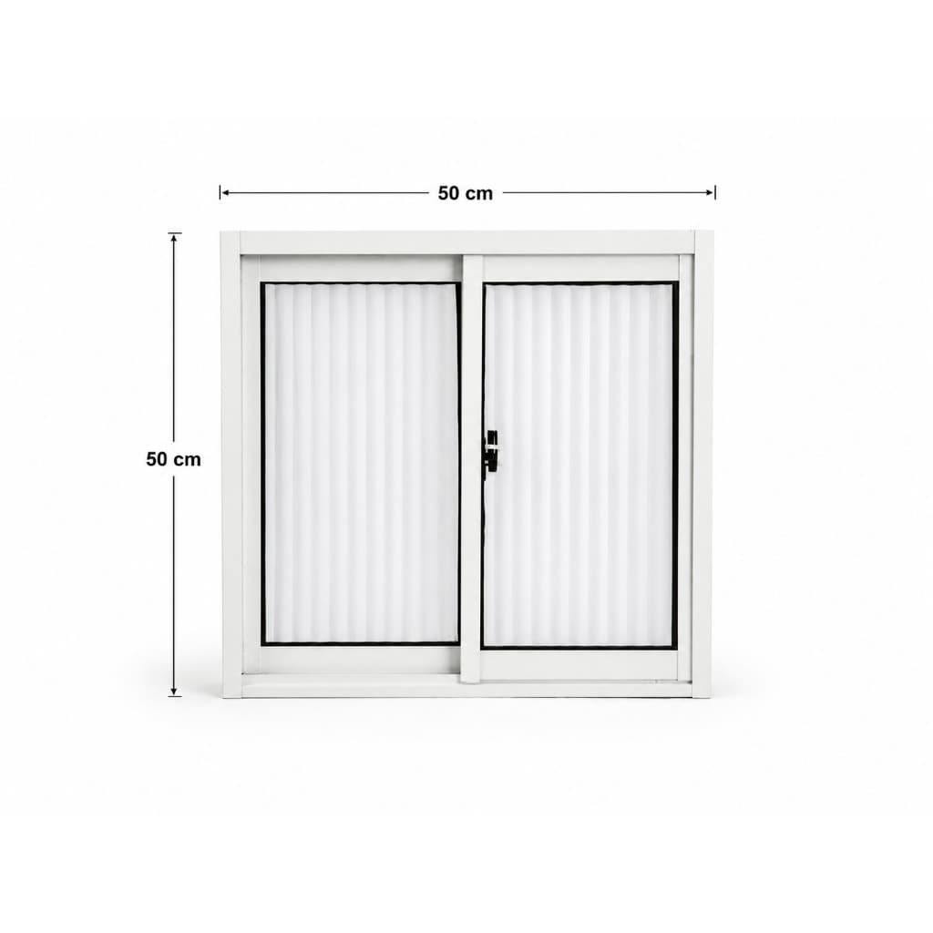 Janela 2 Folhas Móveis De Correr 50X50 Cm Branco Vidro Canelado