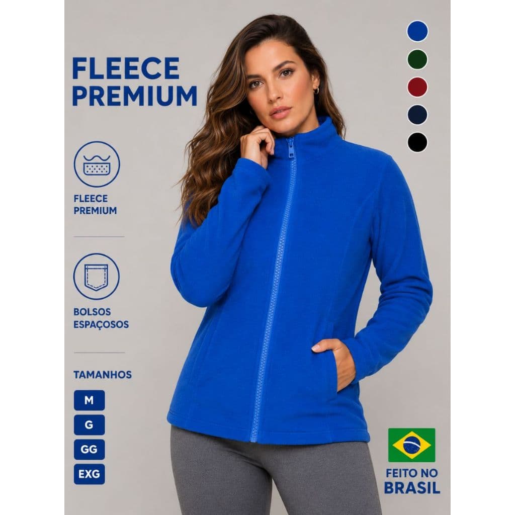 Jaqueta Blusa Soft Fleece Feminina Flanelado Gola Alta Inverno Tamanho Médio ao Plus Size