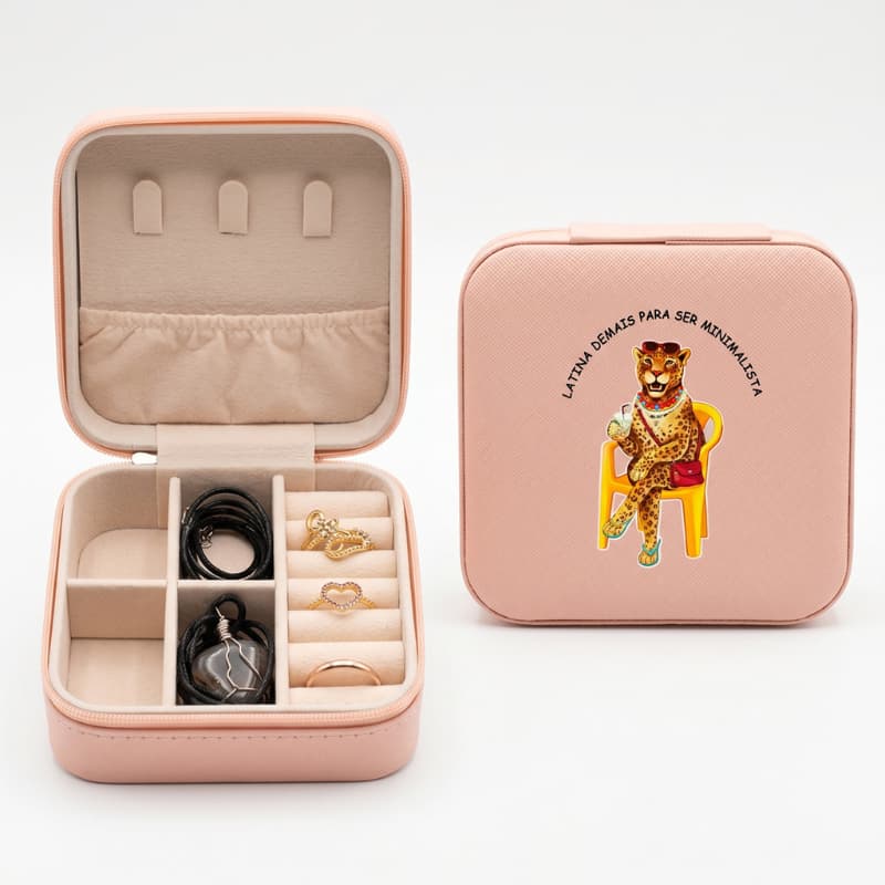 Mini Porta-Joias Feminino Personalizado Estojo Organizador de Anéis, Colares e Brincos para Viagem