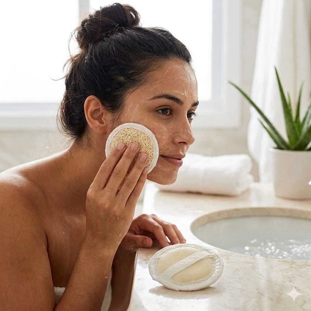 Kit 5 Buchas Vegetal Facial Redonda Esfoliante 100% Natural Para Limpeza Do Rosto Skincare Anti Acne Cravos Atacado