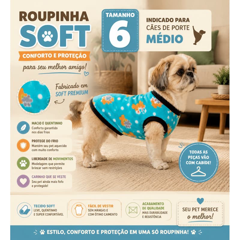 Roupinha para cachorro tamanho 6-G MODELO SUÉTER para cães  em Soft  PREÇO DE ATACADO  Revenda Pet Shop Roupa Pet Roupa