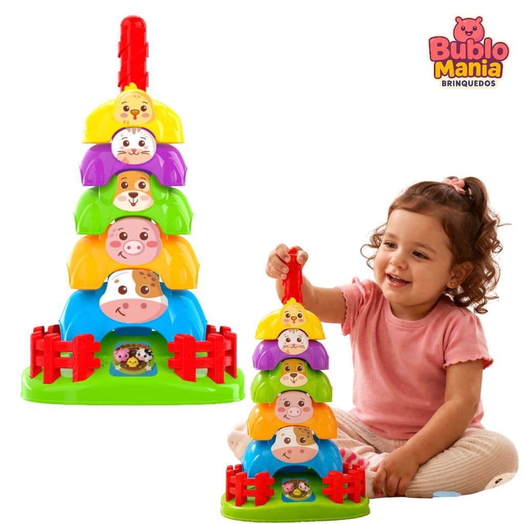 Brinquedo Educativo Gira Zoo –  Torre de Animais Giratorios para Bebês Interativo e Divertido
