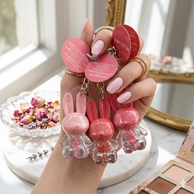 Lip Gloss Hello Mini Coelho 3 Cores | Brilho Intenso Hidratante | Gloss Labial Fofo Maquiagem