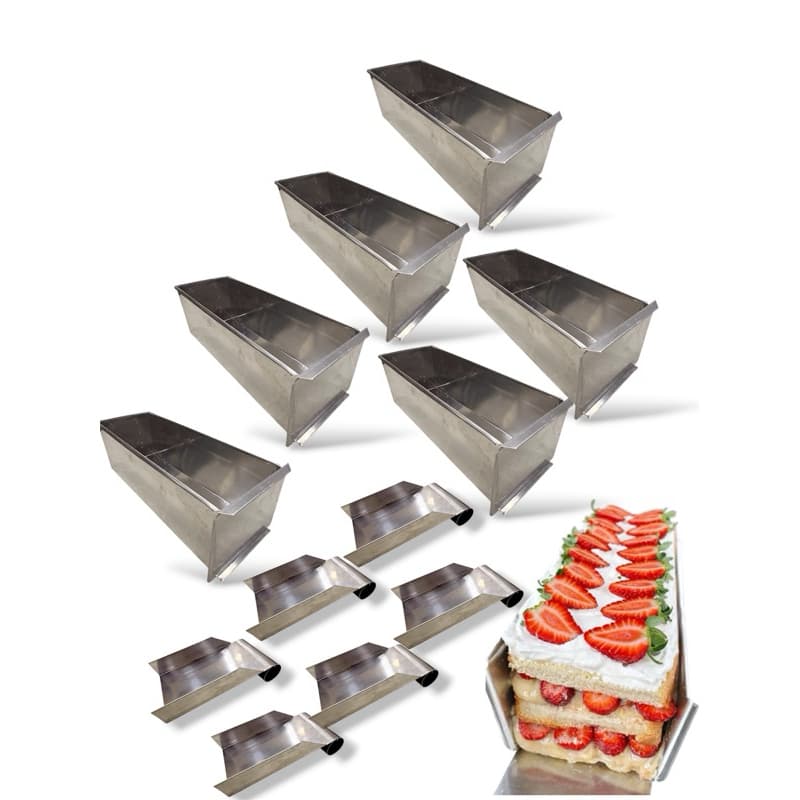 kit 6 formas festival de fatias slice cake lateral removível 30x10x10+ 6 pás para corta fatias perfeitas