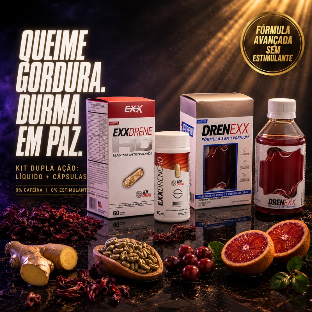 Kit Termogênico Sem Cafeína Queima Gordura Sem Insônia Sem Ansiedade | Drenexx 1 Exxdrene HD
