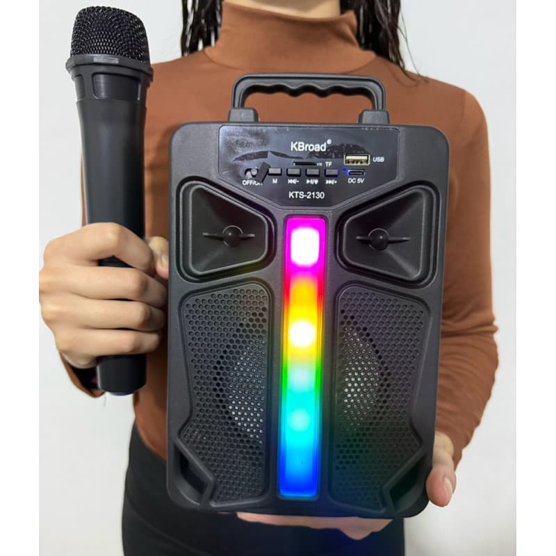 Caixinha de aom 25cm bluetooth portátil com microfone FM USB 30W