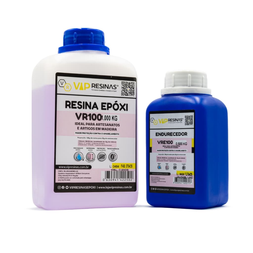 Resina Epóxi + Endurecedor UV VR100 1,5kg Baixa Espessura