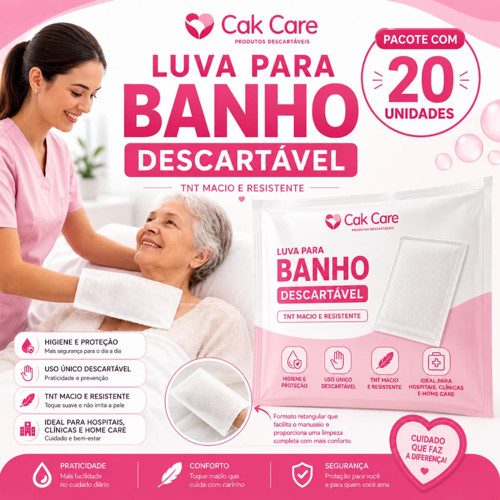 PACOTE COM 20 LUVA PARA BANHO NO LEITO / Hospitalar Descartáveis Mega Medical/ESFOLIAÇAO