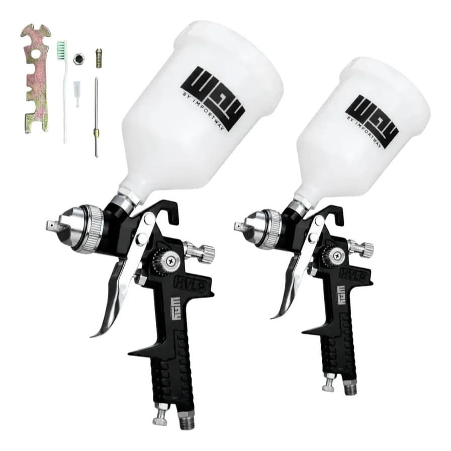 2 Pistolas De Pintura Iwpphvlp1b Bico 1.4mm Profissional Preto Importway