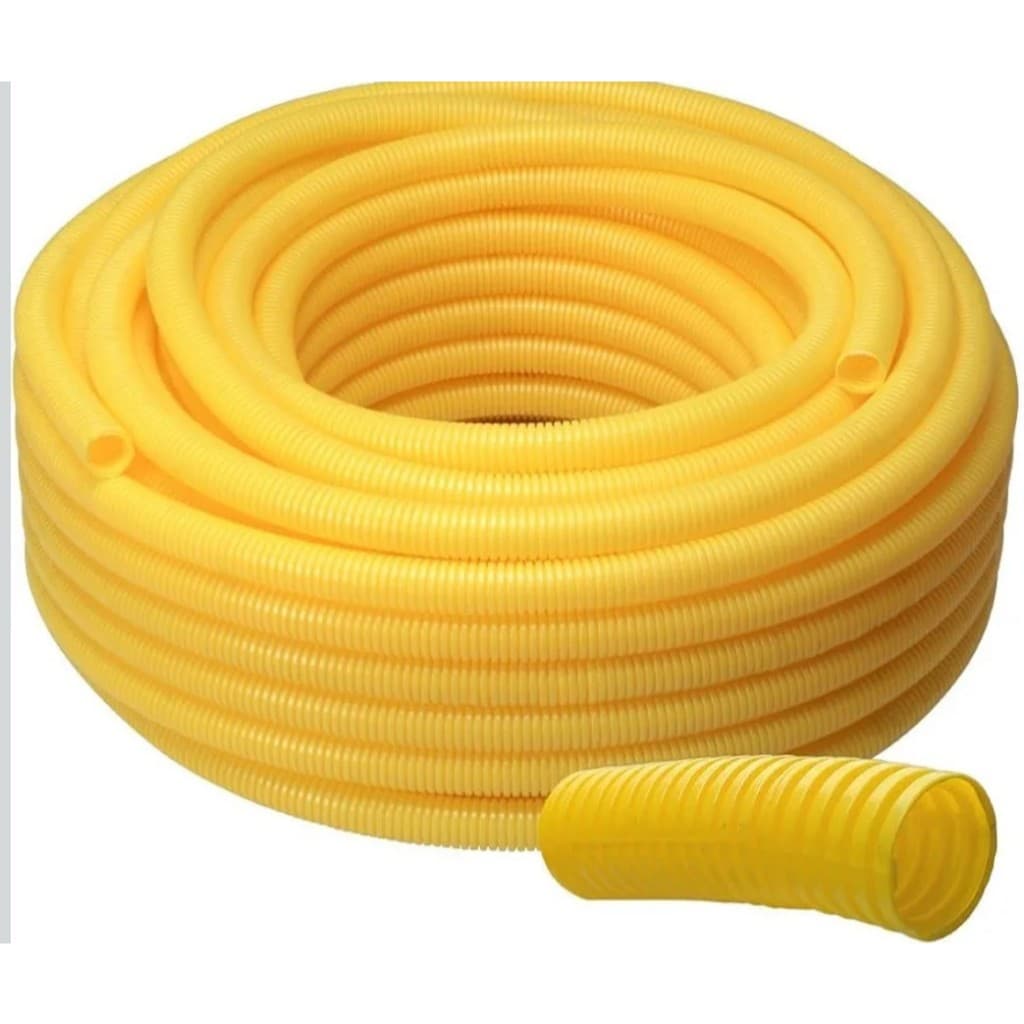 Conduite Eletroduto Corrugado Reforçado Amarelo 1/2 - 3/4 - 1"