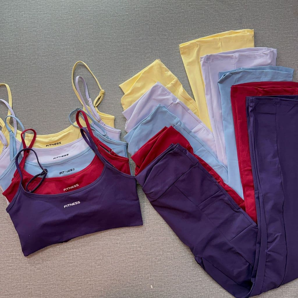 Conjunto Elegance Flare poliamida com alta compressão cintura alta bolso na lateral