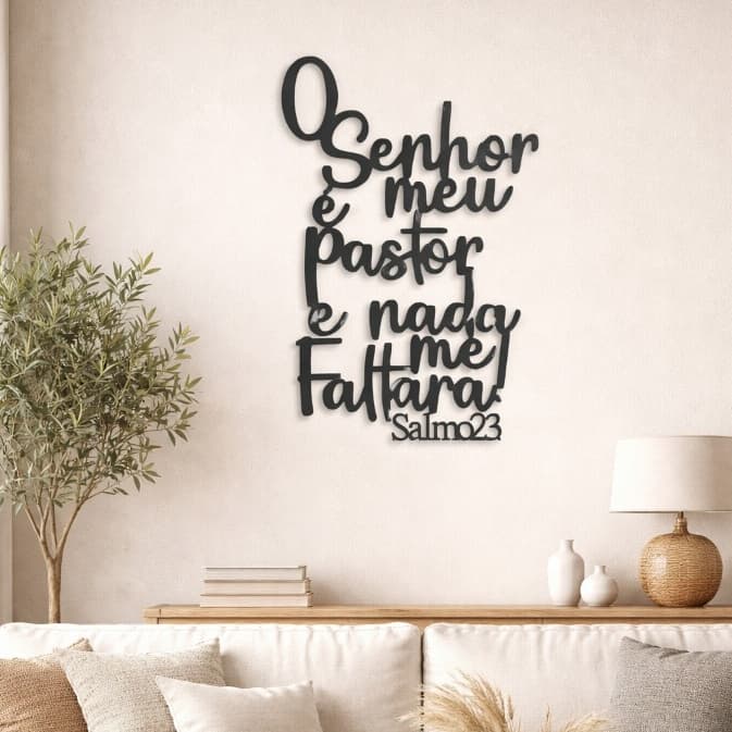 Quadro Decorativo Salmo 23 Senhor é Meu Pastor 20x30cm MDF Decoração Cristã Sala
