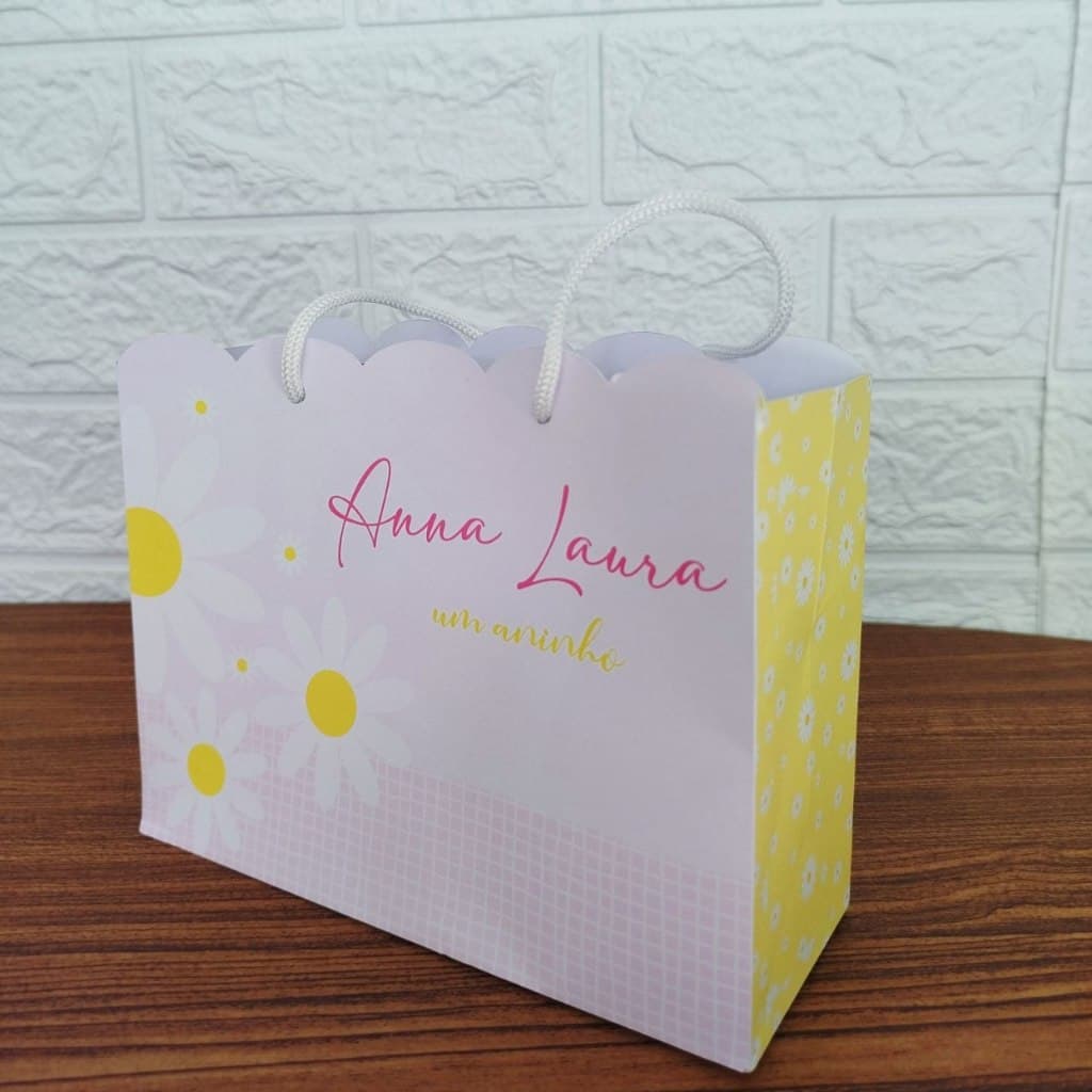 Sacolinha Personalizada Lembracinha Margaridas-Pegue e Monte